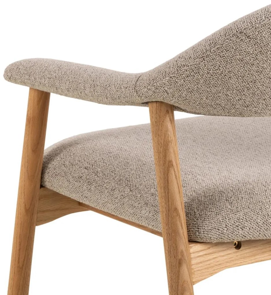 Fauteuil Eiken Met Beige Boucle