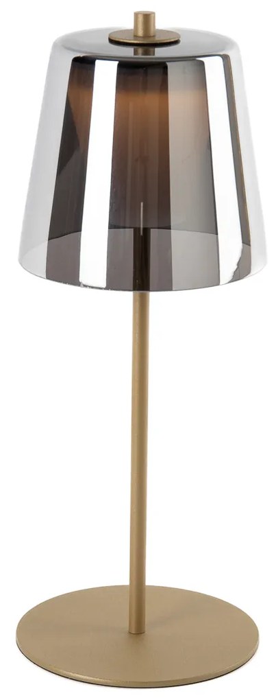 Moderne tafellamp met dimmer mushroom goud met smoke glas incl. LED - Jent Modern IP44 Binnenverlichting Lamp