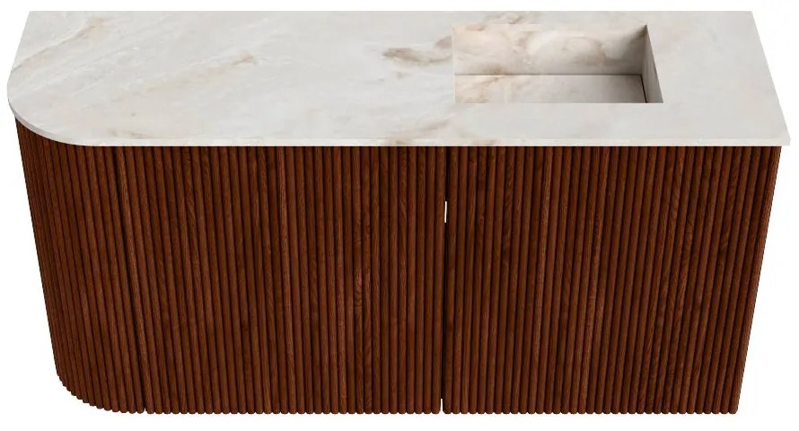 Mondiaz Joya DLux 80cm toiletmeubel ronding links ruby met wastafel faye rechts zonder kraangat frappe