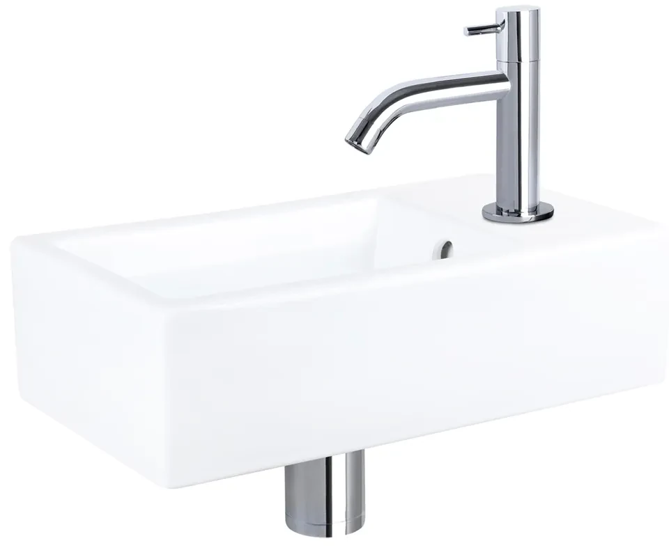Differnz Force fonteinset keramiek met gebogen kraan chroom