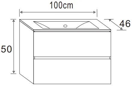 Badstuber Corbo badkamermeubel 100cm wit met wastafel 1 kraangat
