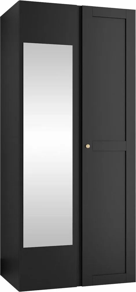 Kledingkast Hartford 396, Zwart, 186x74x44cm, 54 kg, Kledingkast deuren: Met scharnieren, Aantal planken: 2, Aantal planken: 2