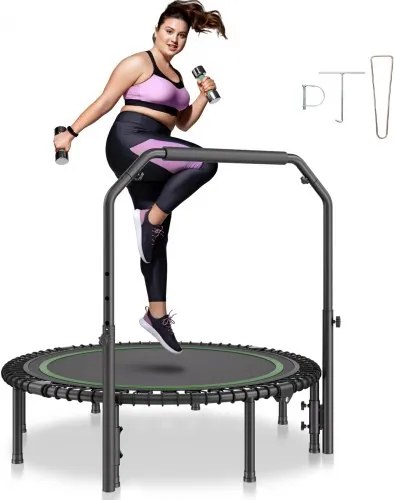VEVOR Opvouwbare Mini Trampoline Fitness Rebounder 1295 mm 205 kg Laadvermogen Trainingstrampoline, Rebounder Sporttrampoline Tuintrampoline met 4-niveau hoogteverstelbare handgreep en 42 spanbanden
