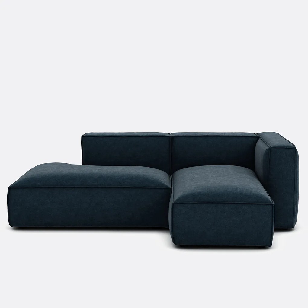 Loungebank element links voor modulaire bank, in fluweel met structuur, SEVEN