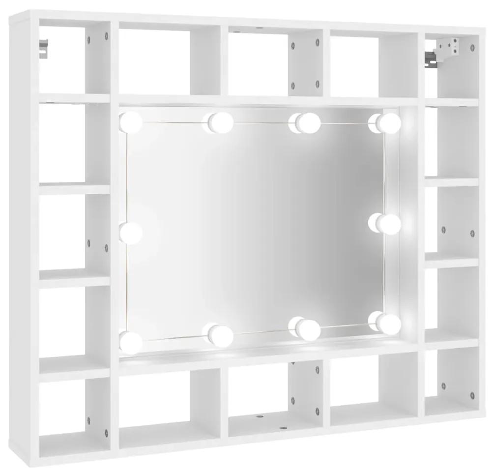 vidaXL Spiegelkast met LED-verlichting 91x15x76,5 cm wit