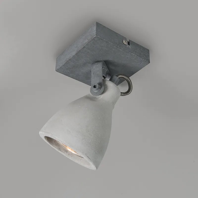Industriële Spot / Opbouwspot / Plafondspot grijs beton 1-lichts - Creto Modern GU10 rond Binnenverlichting Lamp