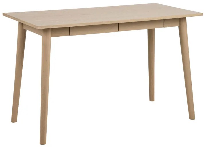 Scandinavisch Bureau Met Twee Lades - 120 X 60cm.