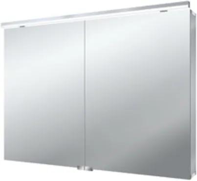Emco Asis flat led spiegelkast 100cm 2 deuren en led aan bovenzijde aluminium 979705065
