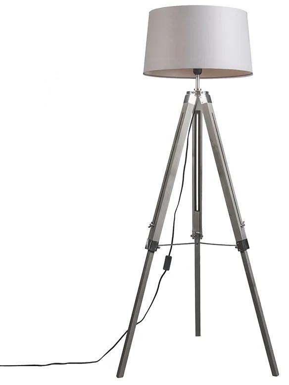 Vloerlamp Tripod vintage met kap 45cm linnen licht grijs Design, Industriele / Industrie, Retro Binnenverlichting Lamp