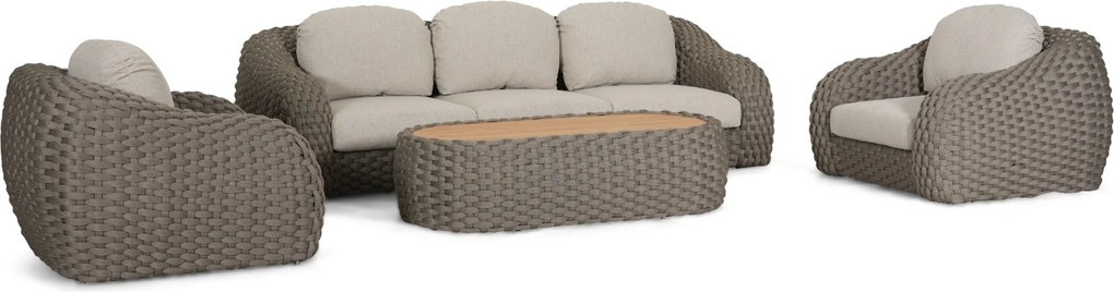 Stoel en Bank Loungeset 5 personen Rope Taupe  Santika Furniture Santika