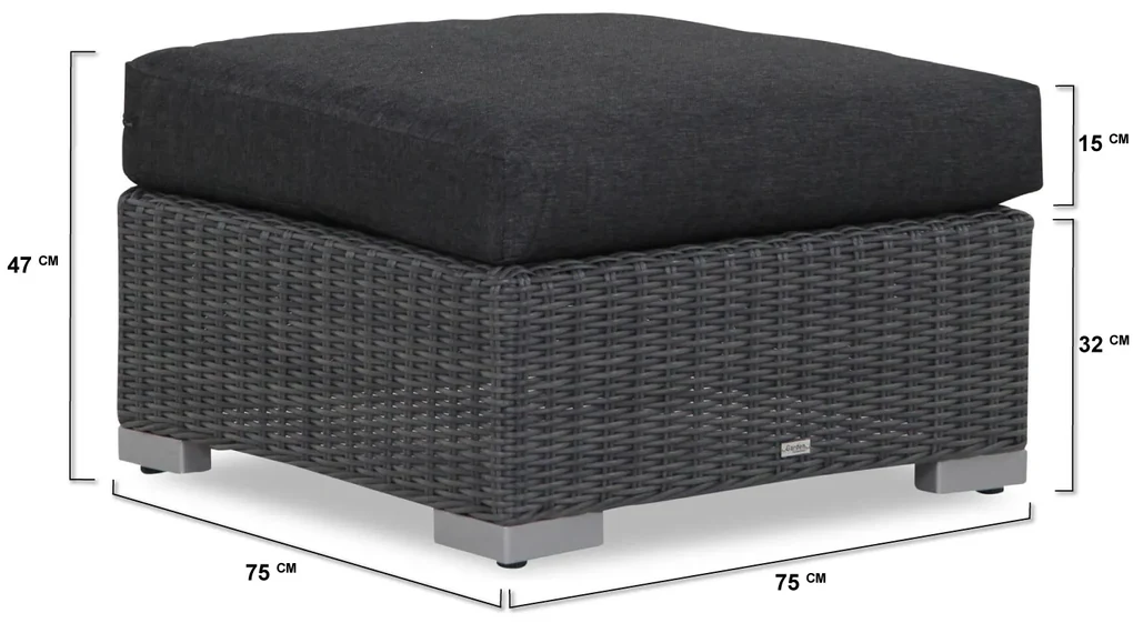 Chaise Loungeset Wicker Zwart 3 personen Garden Collections Toronto