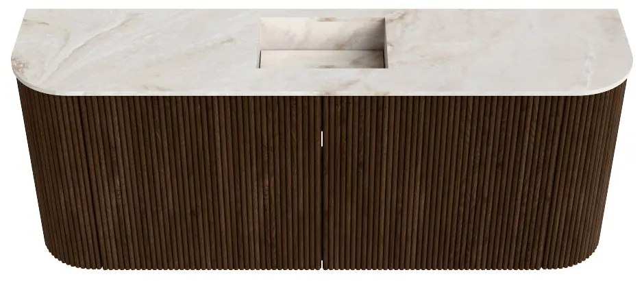 Mondiaz Joya DLux 105cm toiletmeubel ronding links/rechts walnut met wastafel faye midden zonder kraangat frappe