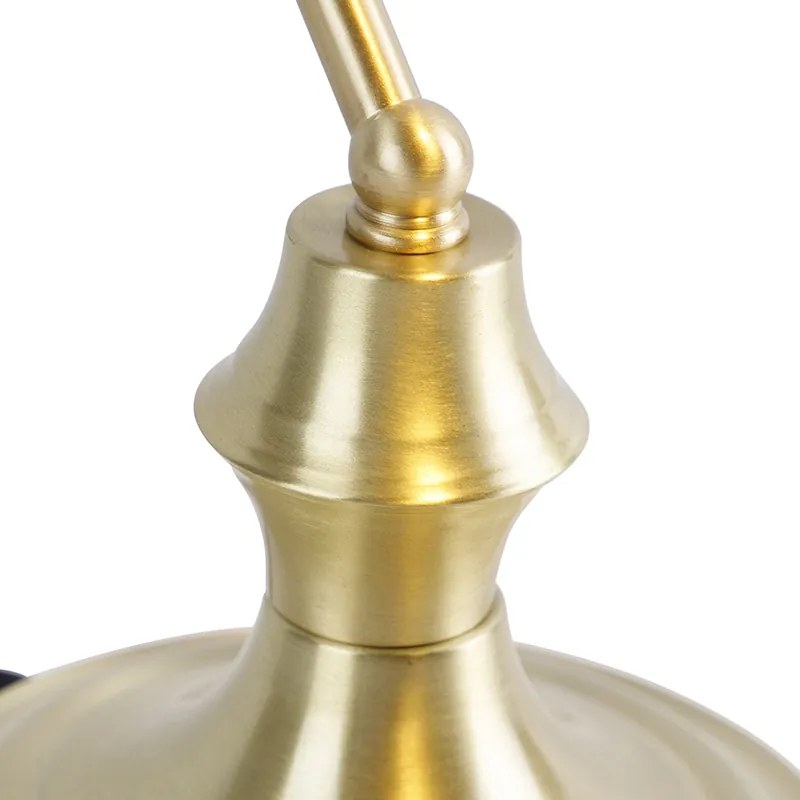 Klassieke notarislamp goud met gerookt spiegel glas - Banker