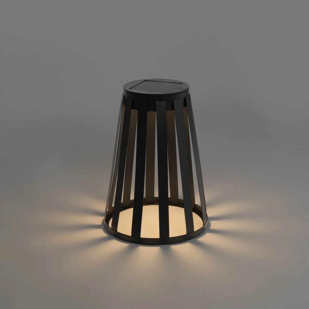 Buiten tafellamp zwart incl. LED 3-staps dimbaar solar en oplaadbaar - Penny