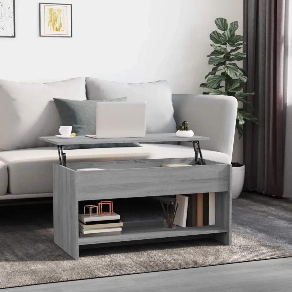 vidaXL Salontafel 102x50x52,5 cm bewerkt hout grijs sonoma eikenkleur