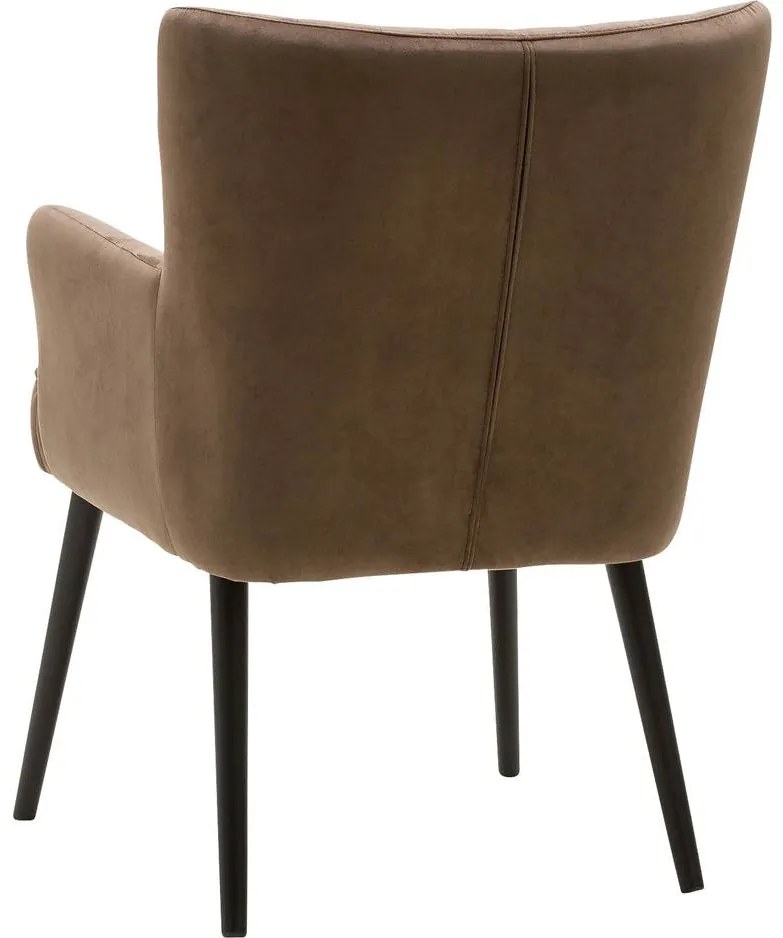 Goossens Eetkamerstoel Rob bruin velvet stof met armleuning, urban industrieel