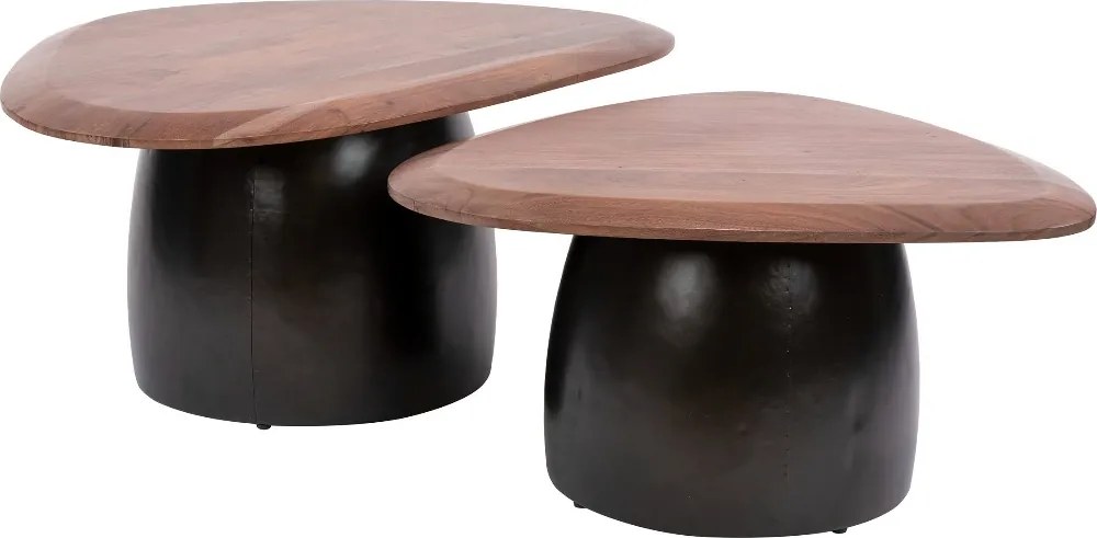 Salontafelset Driehoek Acacia Bruin - 92 X 92cm.