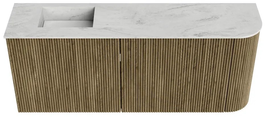 Mondiaz Joya DLux 100cm toiletmeubel ronding rechts dusk met wastafel faye links 1 kraangat opalo