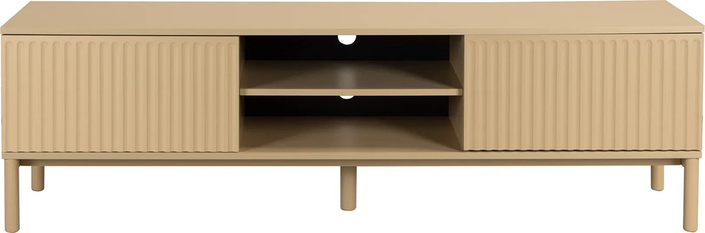 Mat Beige Tv-meubel Met Ribbels - 180x40x55cm.