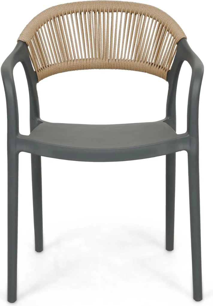 Tuinset Ronde Tuintafel 4 personen 125 cm Kunststof Grijs Domani Furniture Toscano/Ancona