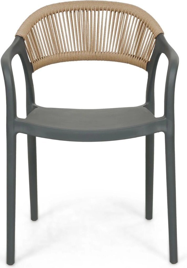 Tuinset Ronde Tuintafel 6 personen 150 cm Kunststof Grijs  Domani Furniture Toscano/Arancia