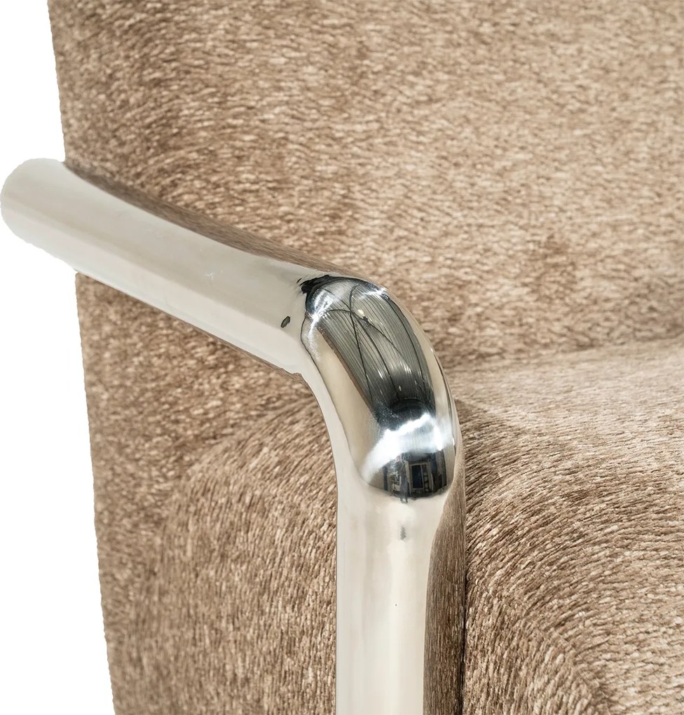 Fauteuil Chromen Armen Taupe