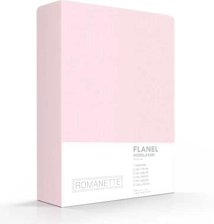 Romanette Luxe Hoeslaken Verwarmend Flanel - Roze 90 x 220