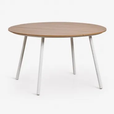 Ronde Tuintafel Ø130 Cm Van Houtlook Hars En Staal Mireiali Glaciale Wit - Sklum
