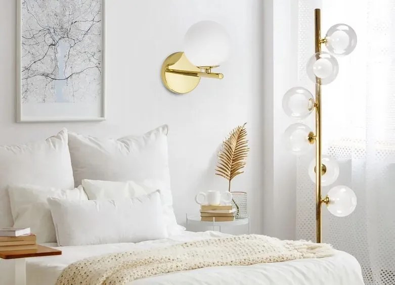 Wandlamp Wandlamp Glazen Bol Goud APP684-1W