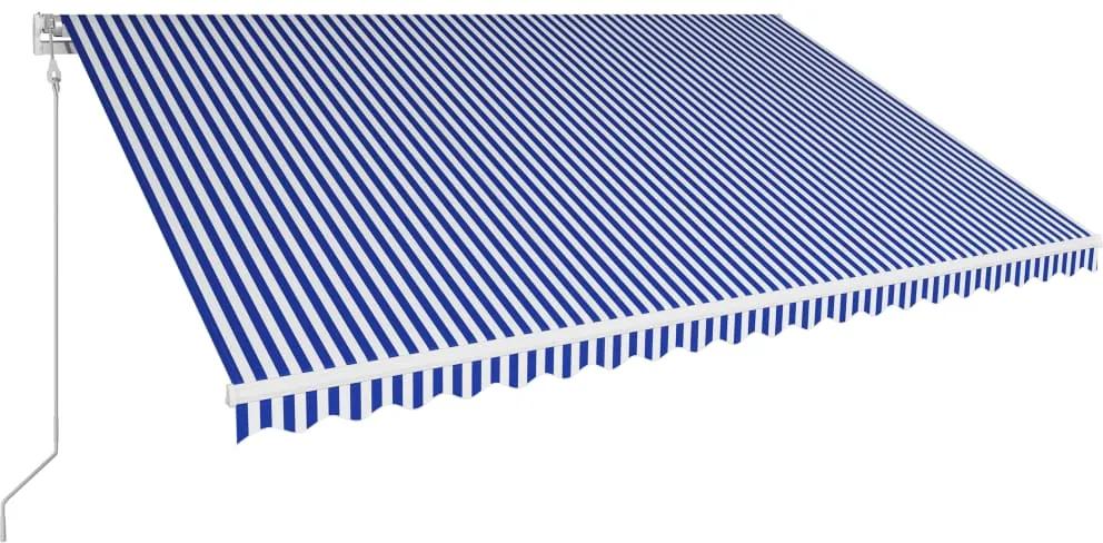 Luifel automatisch uittrekbaar 500x300 cm blauw en wit