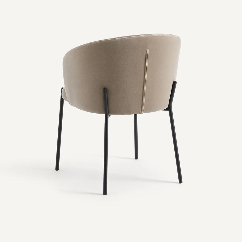 Tafelstoel van metaal en fluweel, Kinna