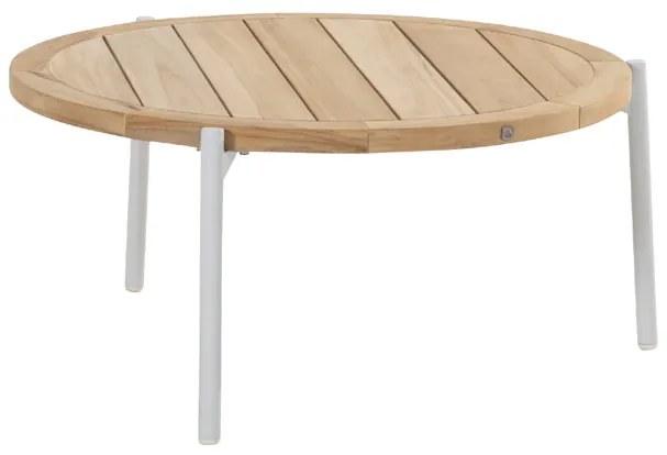 4 Seasons Outdoor Yoga salontafel Frost grey met teak blad Ø 73 cm, 35 cm hoog * Sale *      houtkleur weerbestendig