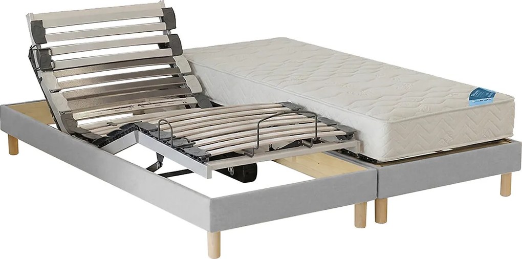Elektrische bedset met stoffen latten, schuimmatras, stevige ondersteuning en poten