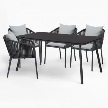 Set Van 4 Arhiza Classic Stoelen En Arhiza Tafel Grijs Antraciet - Zwarte Koolstof - Sklum