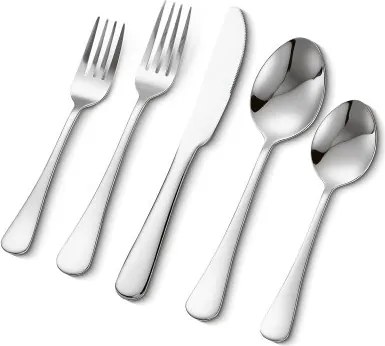 VEVOR 30-delige bestekset van roestvrij staal voor levensmiddelen, spiegelgepolijst servies, vaatwasserbestendig keukenservies, servies voor 6 personen, inclusief mes, vork en lepel