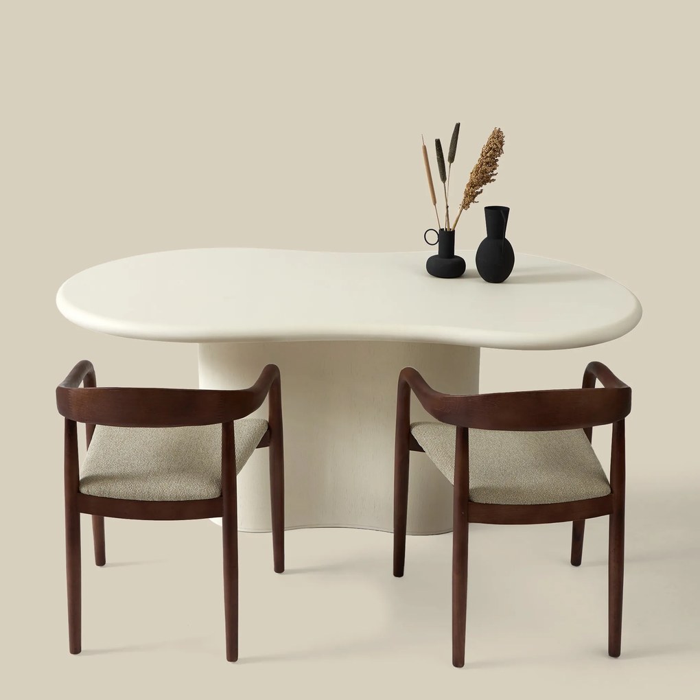 Organische Eettafel Wit Betonlook 200 Cm - 200 X 110cm.