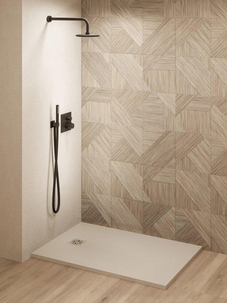 Saniclear Lino douchebak 120x70cm met stone finish cream