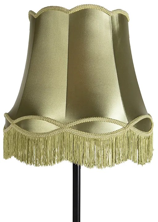 Retro vloerlamp zwart met Granny kap groen 45 cm - Simplo Landelijk / Rustiek E27 cilinder / rond rond Binnenverlichting Lamp