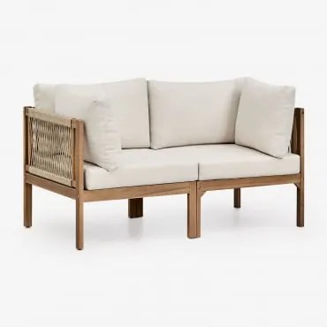 2-delige Modulaire Bank Met Armleuningen Van Acaciahout Branson Wit Gardenia - Bruin Acacia - Sklum