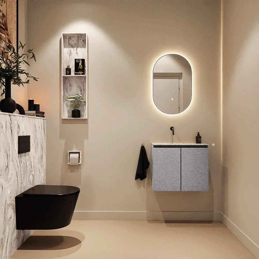 Mondiaz Ture DLux toiletmeubel 60cm plata met wastafel glace links zonder kraangat