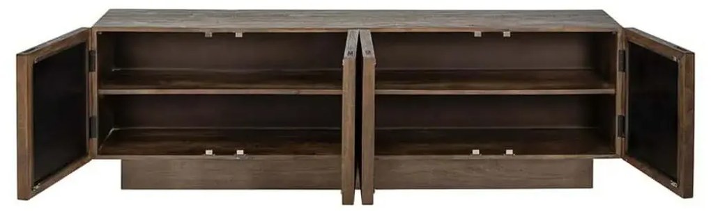 Richmond Interiors Bryant TV-meubel Donkerbruin Mangohout Met Spiegel - 180x40x56.5cm.