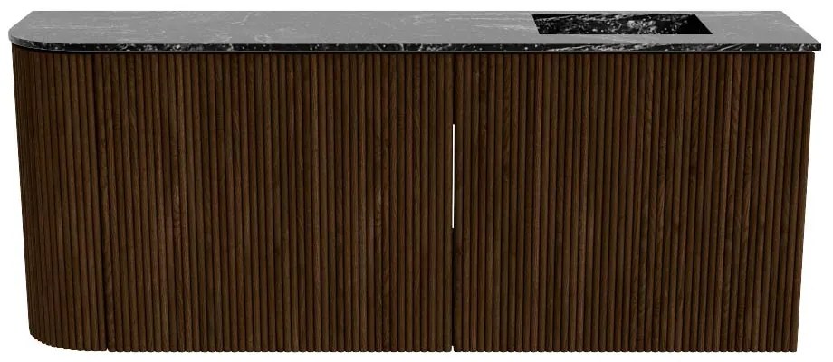 Mondiaz Joya DLux 100cm toiletmeubel ronding links walnut met wastafel faye rechts zonder kraangat lava
