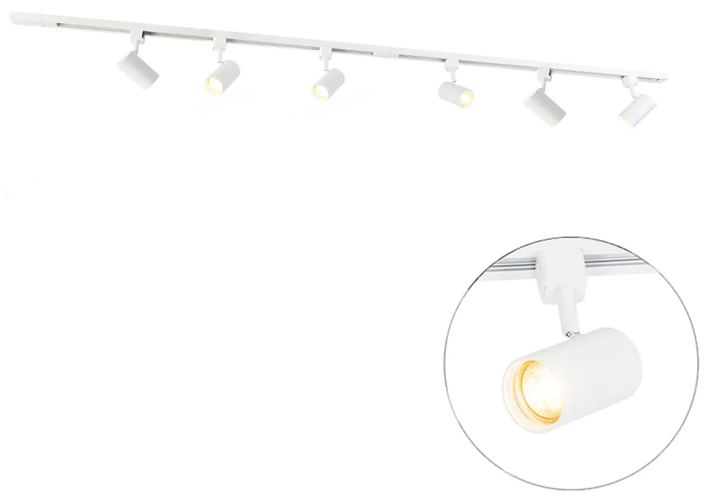 Modern railsysteem met 6 spots wit 1-fase 200cm - Iconic Jeana