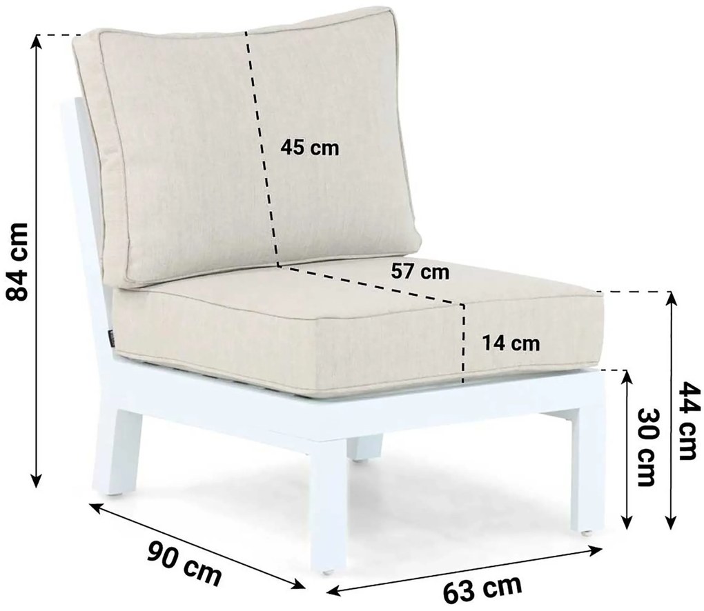 Hoek loungeset 6 personen Aluminium/Polywood (teakfinish) Wit Lifestyle Garden Furniture Bilbao