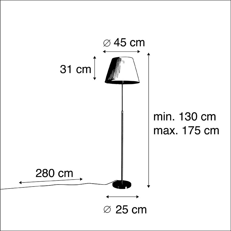 Vloerlamp goud/messing met plisse kap crème 45 cm - Parte