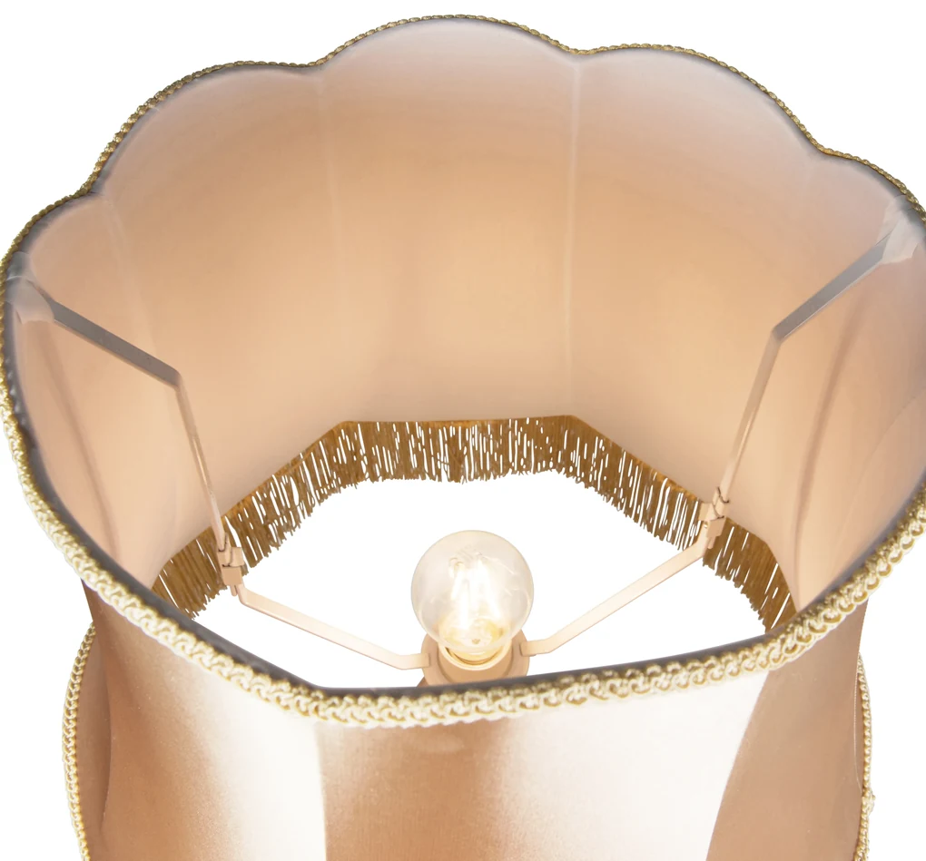 Vloerlamp grijs met Granny kap goud - Classico Retro E27 rond Binnenverlichting Lamp