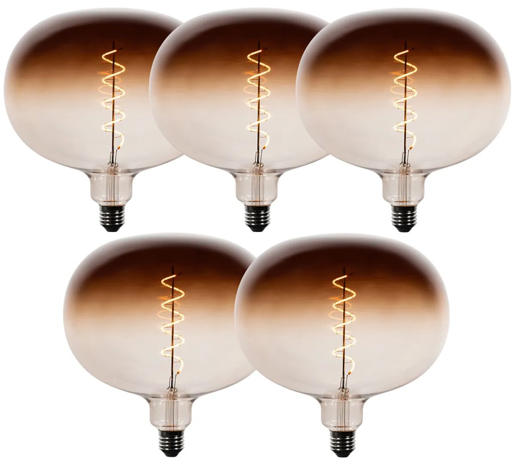 Set van 5 E27 dimbare LED lampen G220 bruin 4,9W 130 lm 1800K