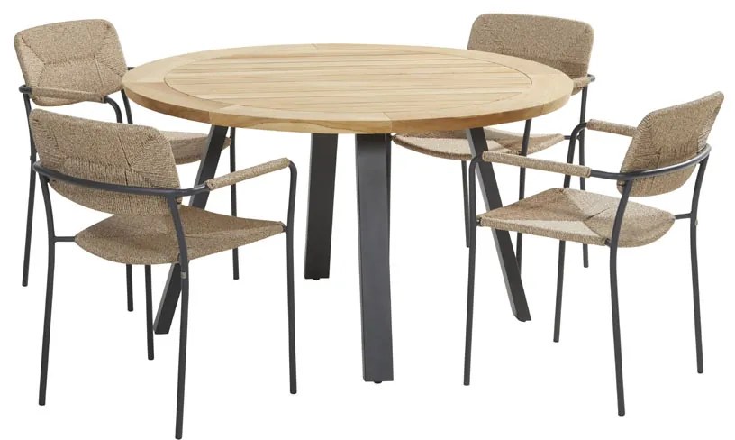 4 Seasons Outdoor Bora tuinset antraciet met Ambassador tafel  Tuinset    houtkleur weerbestendig