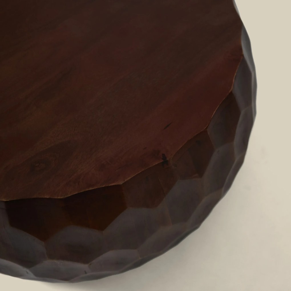 Ronde Salontafel Hout Met Patroon - 80 X 80cm.