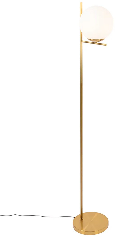 Art Deco vloerlamp goud en opaal glas - Flore